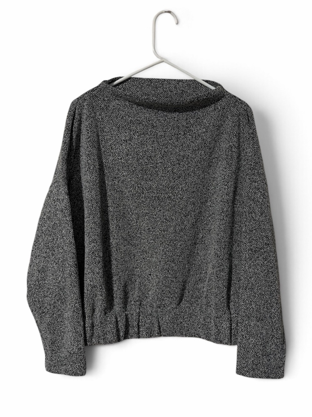 Prologue Black Grey Textured Knit Boatneck Pullover Top with an Elastic Hem XL